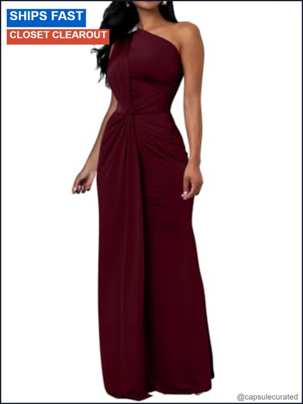 One Shoulder Bodycon Maxi Dress Sleeveless Evening Cocktail Party